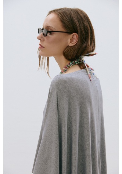 Suud Collection Gri Rae Penye Pelerin