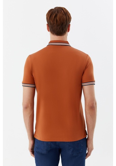 Düğmeli Polo Yaka Erkek T-shirt Kiremit