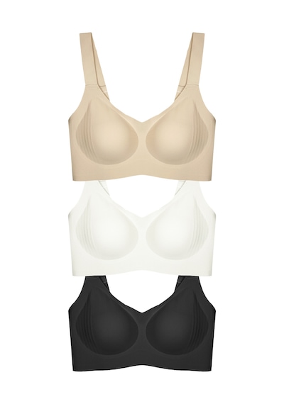 Cottonhill Seamless Bra - Curve Lazer Kesim Dikişsiz Toparlayıcı Büyük Beden Kadın Sütyen 3'lü Paket-2 Çok Renkli