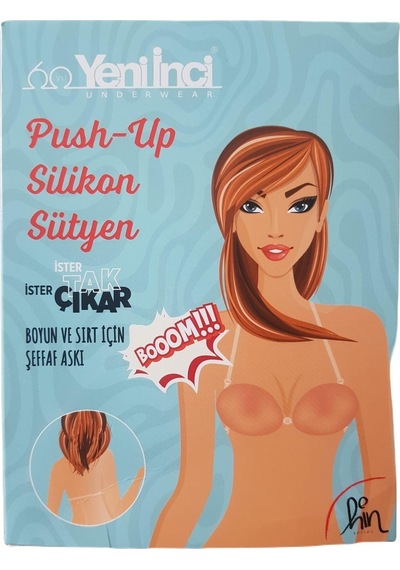 Yeni İnci Yapıştırma Push Up Silikon Sütyen 8901 001