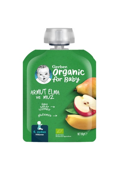 Gerber Organik Elmalı Muzlu Armut Püresi 90 G - 5 Adet Tarı