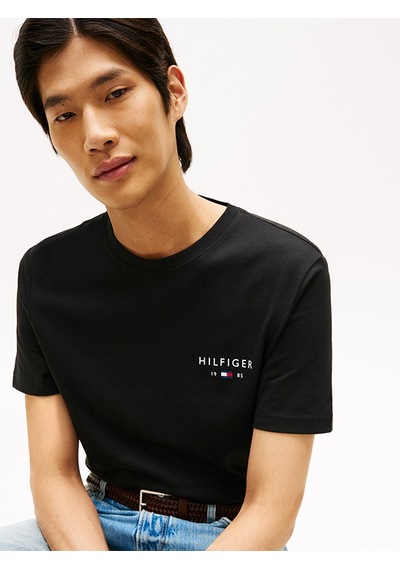 Tommy Hilfiger Brand Love Small Hılfıger Tee Erkek Siyah T-shirt - Mw0mw41456