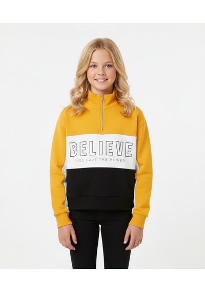 Believe Kız Çocuk Sweatshirt Sarı