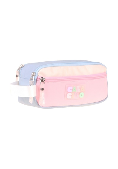 Calacilo Cloudy Pembe Mavi Renkli Kız Çocuk Üç Gözlü Kalem Çantası - Pembe - Mavi - C4088