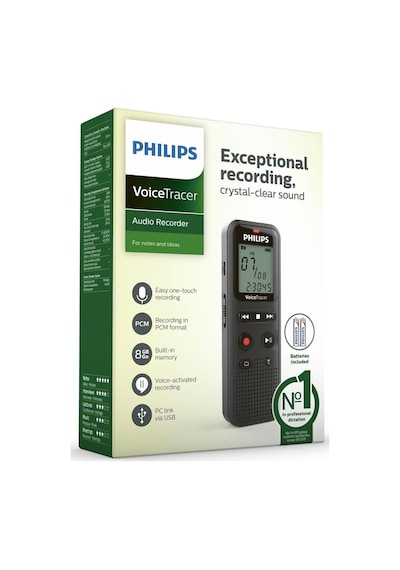 Philips Uyumlu Dvt1160 Voicetracer 8gb Taşınabilir Ses Kayıt Cihazı
