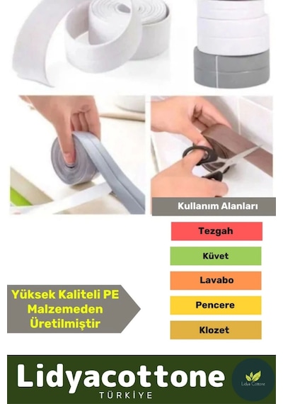 İzolasyon Bant Su Geçirmez Sızdırmaz Dayanıklı Pvc Yağ Kenar Küf Önleyici 3.2m Gri