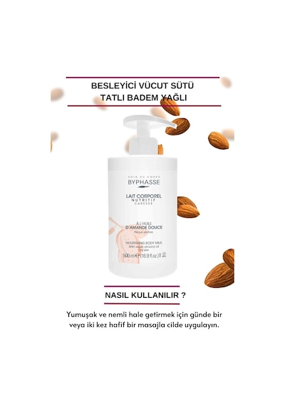 Tatlı Badem Yağlı Besleyici Vücut Sütü Pratik Pompalı Ambalaj 500ml