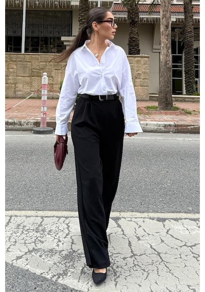 Madmext Beyaz Basic Kadın Gömlek Mg2355 Beyaz