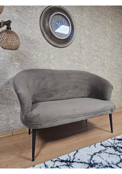 Zafir İkili Teddy Siyah Boyalı Sivriltme Ayak Çay Seti Koltuk İkili Berjer , Balkon, Salon, Ofis Kahverengi