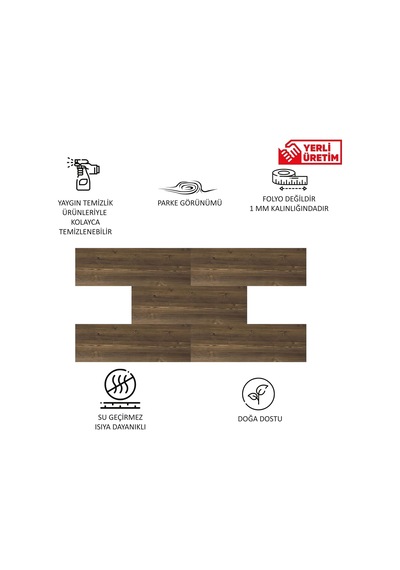 Tr Kendinden Yapışkanlı Antik Desenli Pvc Parke Kaplama Yer Döşemesi 25x80 Cm / 5 Adet / 1 M²