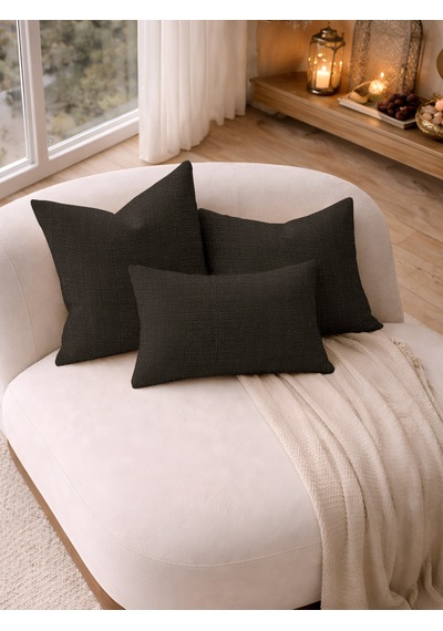 Br Perle Antrasit Keten Dokulu Dekoratif Kırlent Kılıfı Modern Salon Koltuk Yastığı