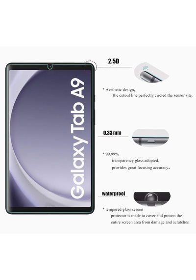 Samsung Galaxy Uyumlu Tab A9 8.7 İnç Ekran Koruyucu Şeffaf Cam Temperli