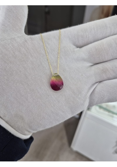 925 Ayar Papatya Silver Gökkuşağı His Taşı Kolye.rose.gold.rodaj Gümüş