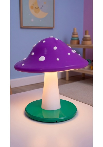 Dekoratif Mantar Gece Lambası - 3d Tasarım Estetik Oda Dekoru - Hediyelik Masa Lambası Mood Light Mor