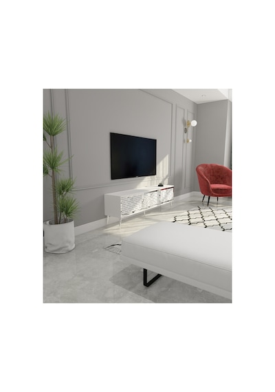 Rami 150 Cm Tv Ünitesi Tv Sehpası Beyaz - Gümüş Beyaz