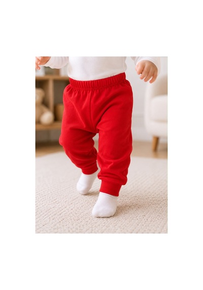 H&c Coolboy H&c %100 Pamuk Penye Bebek Tek Alt Pantalon 0-36 Ay Kırmızı