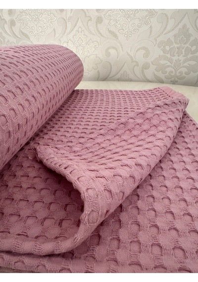 Premium %100 Pamuk Çift Kişilik Yazlık Pike, Yatak Örtüsü,terletmez Kumaş Pudra Renk 240x200cm Pudra