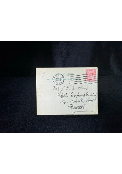 İngiltere Bristol 1923 Yılından Postadan Geçmiş Posta Kartı One Penny Pullu