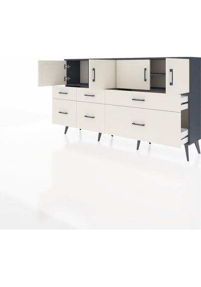 Arges Konsol 4 Raflı 6 Çekmeceli 4 Kapaklı 176x30x99 Antrasit-aytaşı Aytası - Antrasıt Arges Konsol 4 Raflı 6 Çekmeceli 4 Kapaklı 176x30x99 Antrasit-aytaşı Aytası - Antrasıt