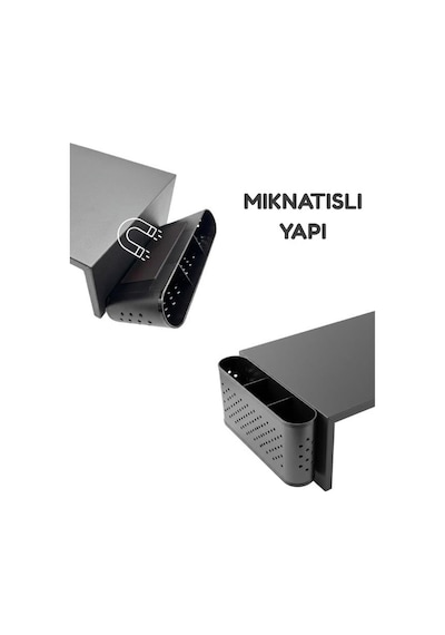 Siyah Çift Monitör Yükseltici Stand Çekmeceli Masaüstü Organizer 9216