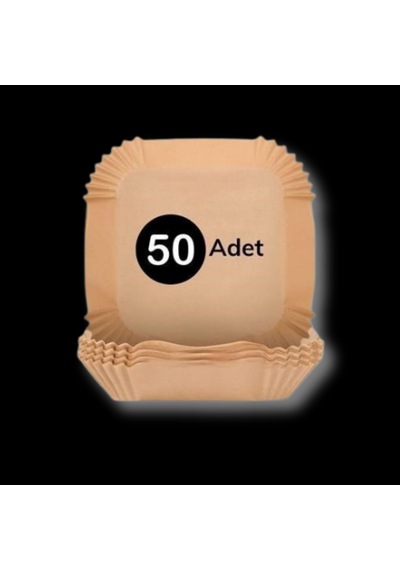 50 Adet Air Fryer Pişirme Kağıdı Tek Kullanımlık Yağ Geçirmez Yapışmaz Kare Tabak Model 20 Cm