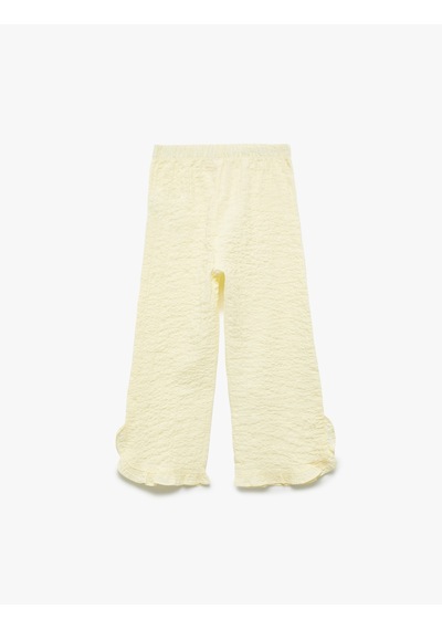 Koton Crinkle Fırfır Detaylı Beli Lastikli Geniş Paça Pantolon Sarı 5smg40060aw Sarı