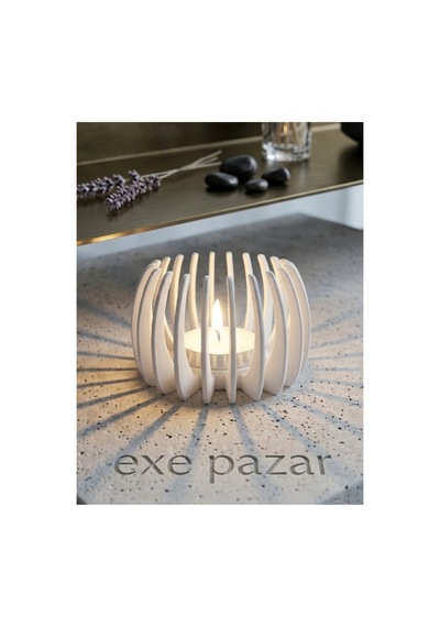 Exe Pazar Litus Tealight Mumluk 8x5 Cm Modern Ev Dekorasyon Hediyelik Ve Konsept Beyaz