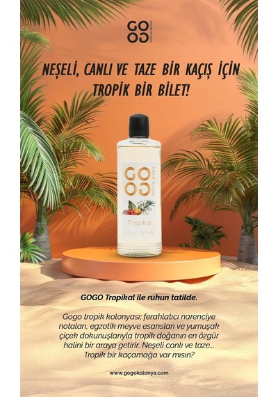 Gogo Tropikal Kolonya 250ml Cam Şişe Amber
