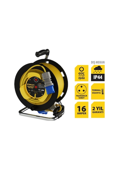 Stanley St-cc Serisi Kamp Ve Karavan Tipi 1 Soketli 50+2 Metre Makaralı Kablo Ip44 50 M