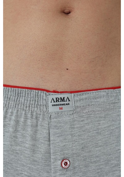 Arma Yıldız 6'lı Paket Gri Erkek Penye Havlu Bel Boxer %100 Pamuk-gri Gri