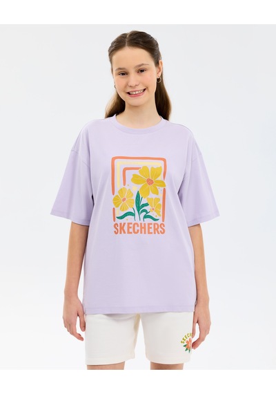 Skechers G Graphic Tee Oversize T-shirt Büyük Kız Çocuk Mor Tshirt Sk2610019-0764 Mor