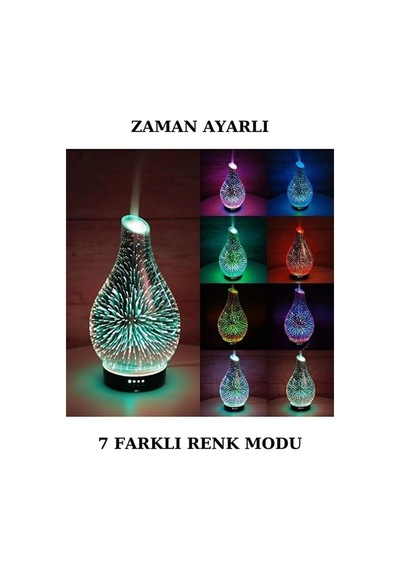 7 Renk Led Işıklı Aromaterapi Difüzör / Zaman Ayarlı Hava Nemlendirici / Otomatik Kapanma / Gece Lambası Özellik