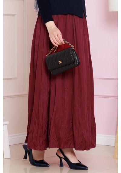 Sevitli Beli Lastikli Kraş Etek-bordo-4686 Bordo