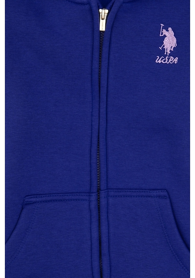 U.S. Polo Assn. Kız Çocuk Mor Kapüşonlu Fermuarlı Şardonlu Basic Sweatshirt 50316809-VR038