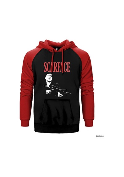 Scarface Kırmızı Renk Reglan Kol Sweatshirt / Hoodie