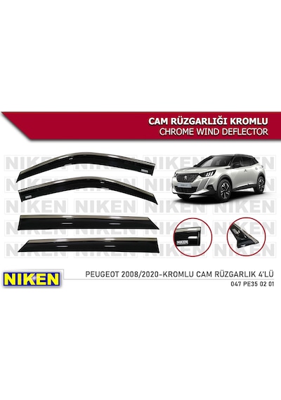 Peugeot 2008 Kromlu Cam Rüzgarlığı 2020 Sonrası Niken Marka