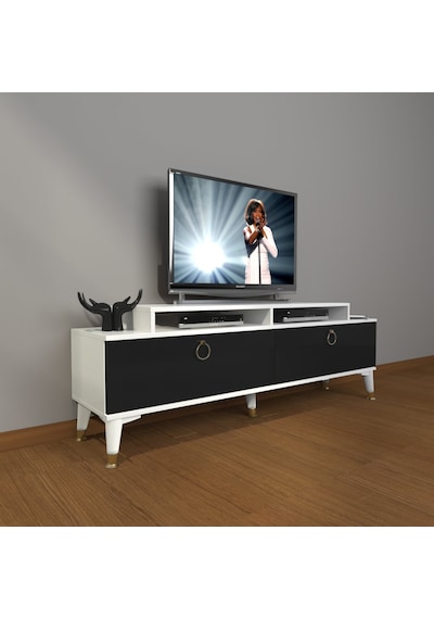 Decoraktiv Ekoflex 4 Mdf Gold Tv Ünitesi Tv Sehpası Beyaz - Siyah