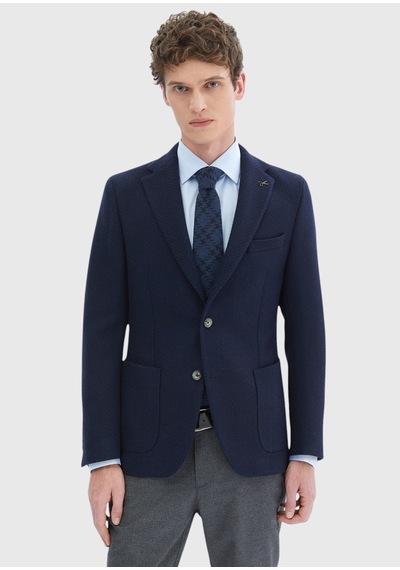 Ramsey Lacivert Desenli Shirt Shoulder Slim Fit Yün Karışımlı Örme Ceket Ck-2578 Ramsey Lacivert Desenli Shirt Shoulder Slim Fit Yün Karışımlı Örme Ceket Ck-2578