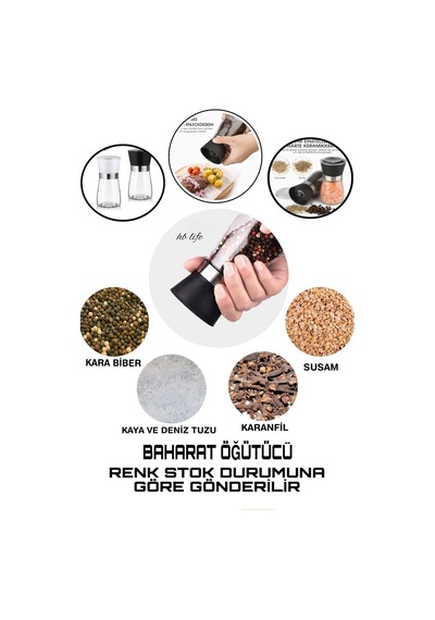 Seramik Bıçaklı Baharat Değirmeni Ayarlanabilir Tuz Karabiber Öğütücü Şık Sofra Sunum Aksesuarı Diğer