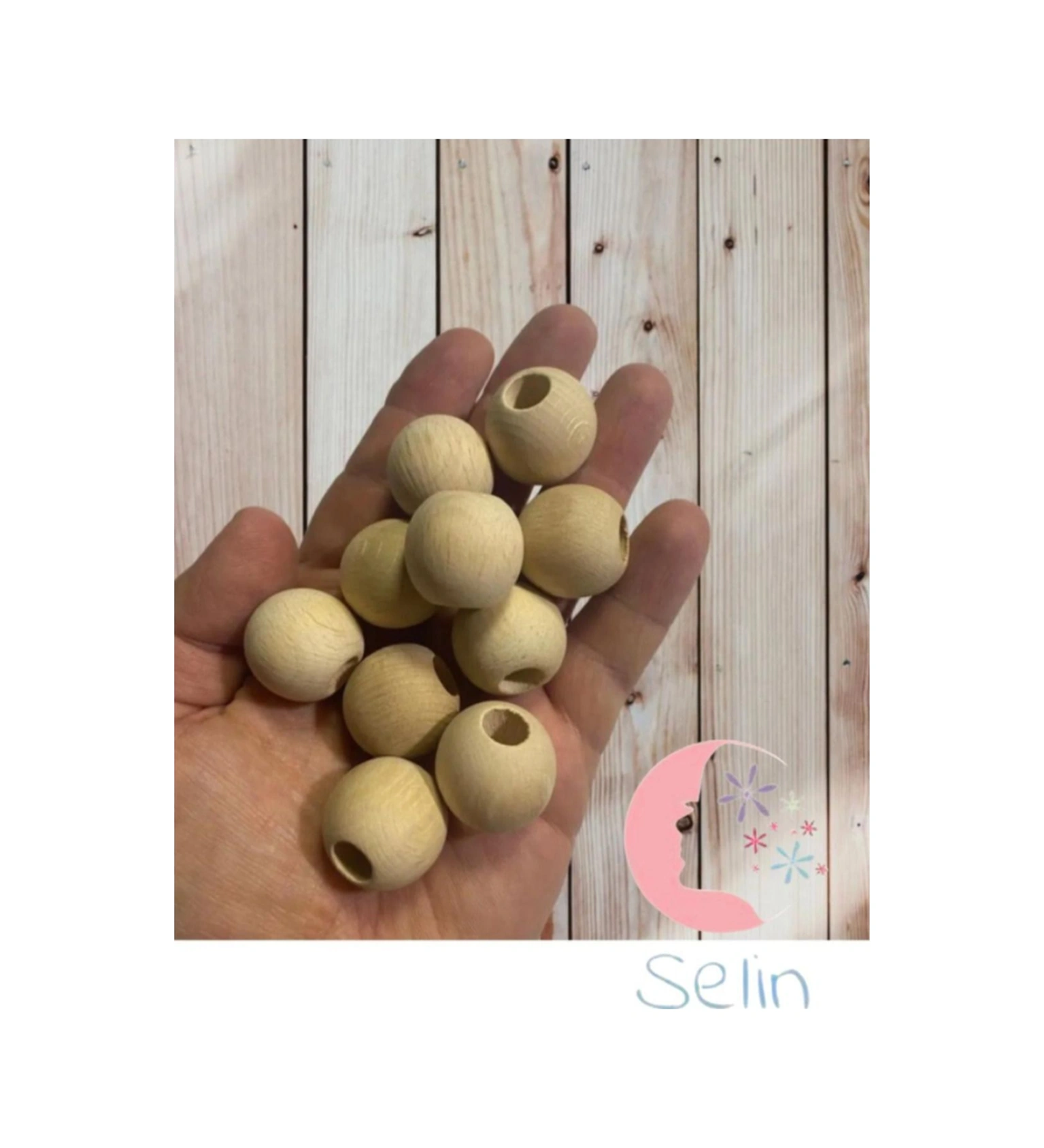 24 Mm Ham Işlenmemiş Ahşap Boncuk - 20 Adet