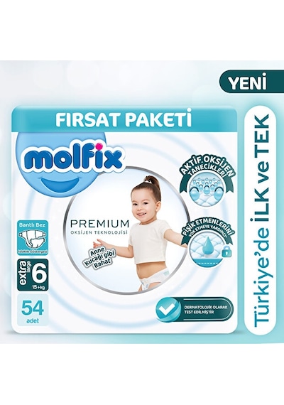 Molfix Premium Smart Fit Ultra Fırsat Paketi 6 Beden Extra Large 54 Adet