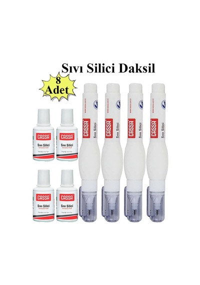 Sıvı Silici Daksil Ve Kalem Daksil 8 Adet Cassa Fırçalı Sıvı Düzeltici Daksil Yazı Düzeltici Okul Ofis Büro Fırça Uçlu
