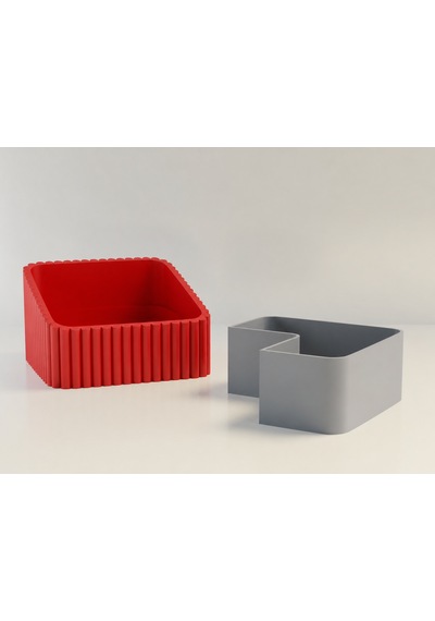 3d Baskı Fıstık Kasesi - Çift Hazneli Kabuk Ayırıcı Sunum Kasesi - Kırmızı Gri Diğer