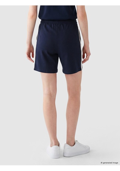 Lcw Comfort Lacivert Beli Lastikli Şeritli Kadın Şort