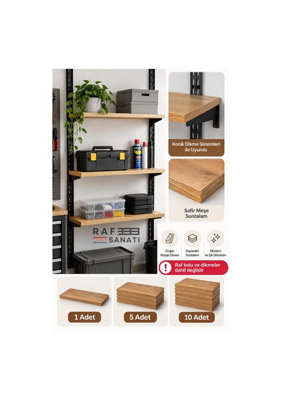 Tr 1 Adet - Suntalam Raf Tablası 60x30 Cm Safir Meşe Ahşap Raf Konik Dikme Sistemleri İle Uyumlu Genel