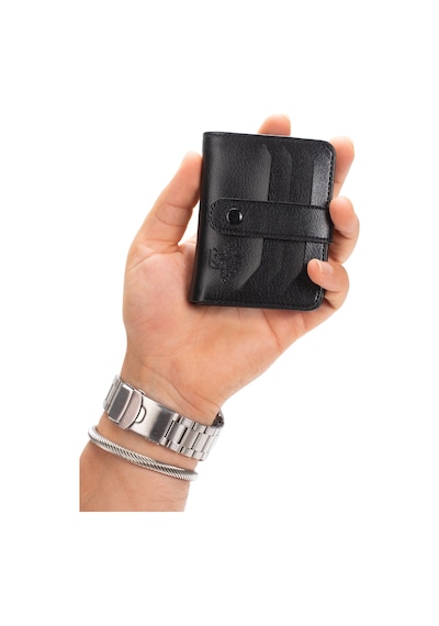 Newish Polo Erkek Deri Bozuk Ve Kağıt Para Kartlık Ve Cüzdan New419 Siyah