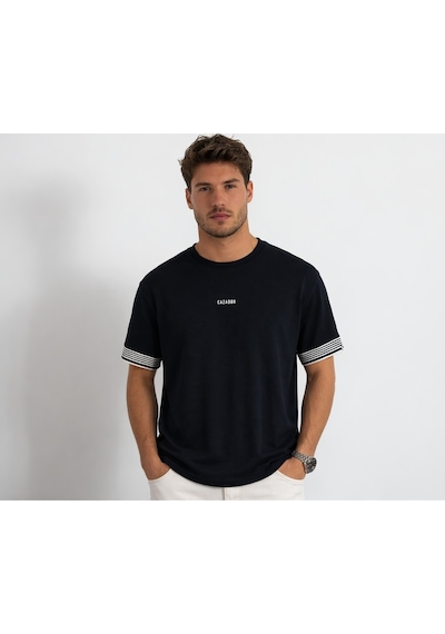 Cazador Erkek T-shirt Dokuma Kısa Kol 44710 Laciver Lacivert