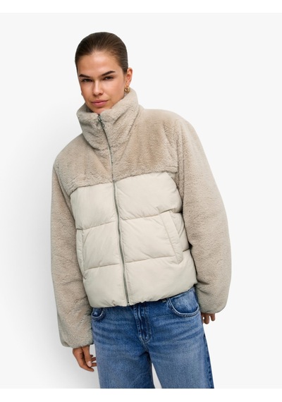 Only Onlwanja Fur Puffer Mıx Jacket Noos Otw Kadın Bej Mont - 15292945
