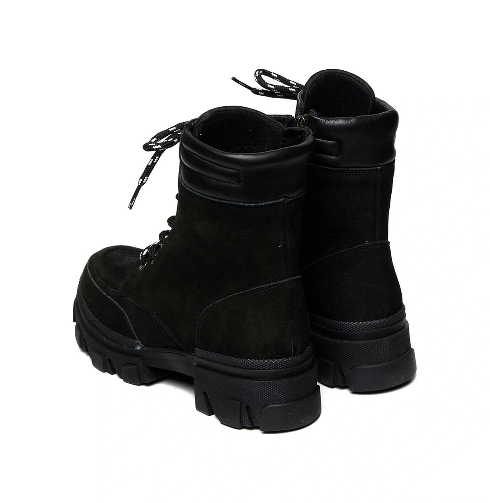 Bestello Bağcıklı Kauçuk Taban Düz Bot 101-41030 Kadın Bot Siyah