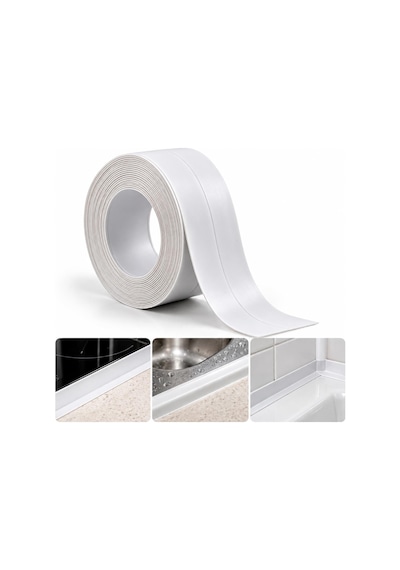 Su Sızdırmaz Bant 38 Mm X 3 Metre Suya Neme Dayanıklı Lavabo Küvet Mutfak Tezgah Bandı 1